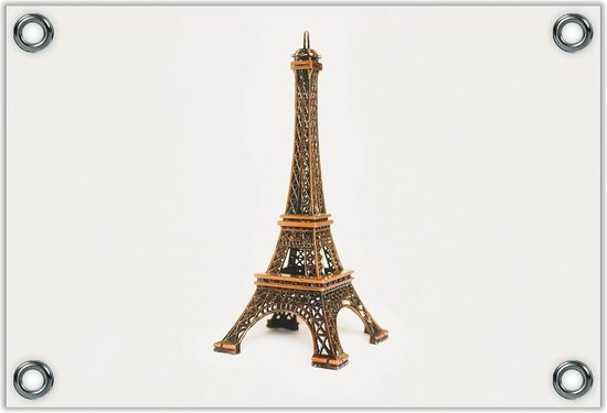 Tuinposter –Klein Beeldje van Eiffeltoren– 90x60 Foto op Tuinposter (wanddecoratie voor buiten en binnen)