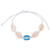 Fako Bijoux® - Schelpjes Armband - Schelpen - Wit - 1x Lichtblauw