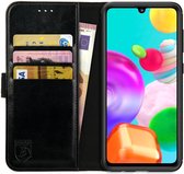Rosso Element Book Case Wallet Hoesje Geschikt voor Samsung Galaxy A41 | Portemonnee | 3 Pasjes | Magneetsluiting | Stand Functie | Zwart