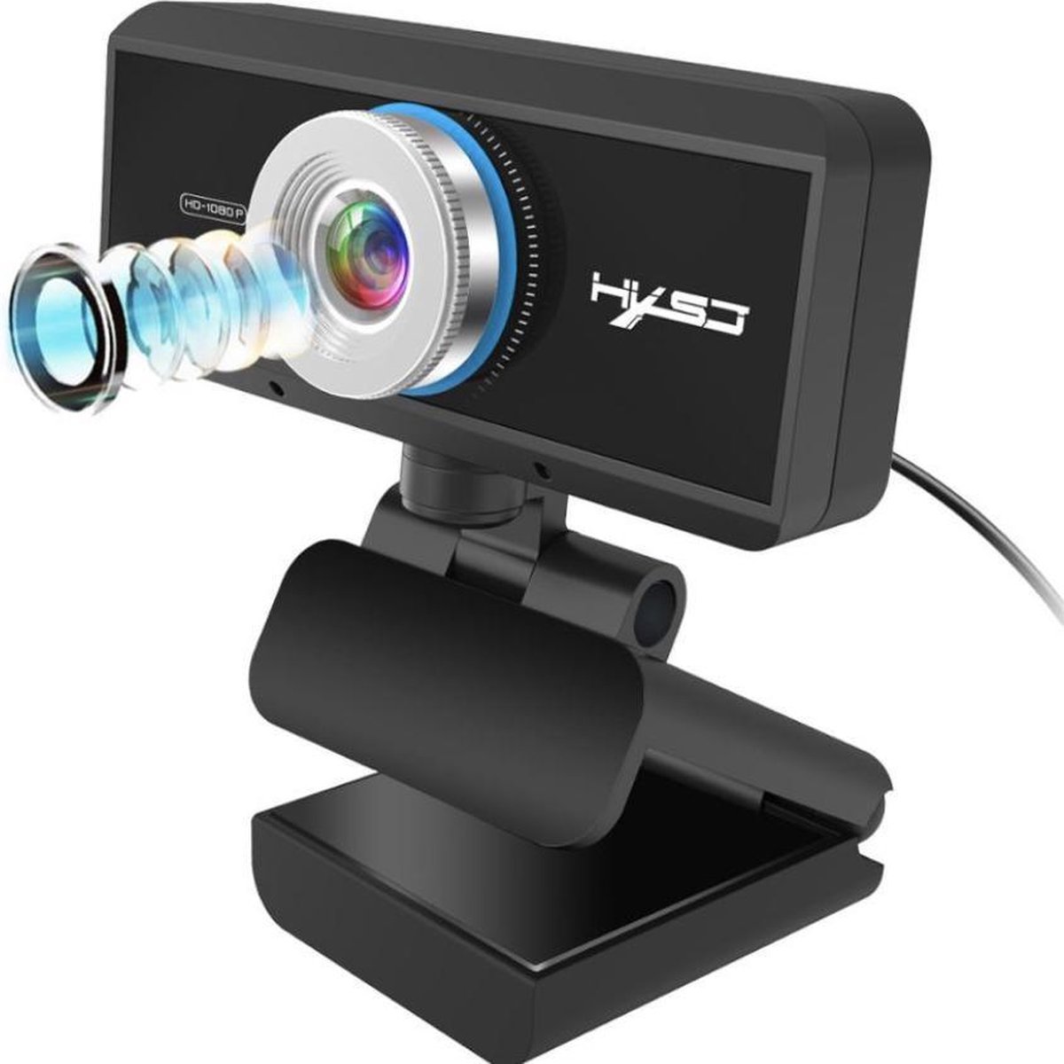 Professionele USB-webcam - Windows & Apple - 1080P - Autofocus - Ingebouwde microfoon, noise cancelling en klem