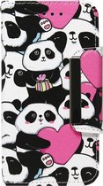 ADEL Kunstleren Book Case Portemonnee Pasjes Hoesje voor iPhone 8 Plus/ 7 Plus - Panda Hartjes