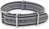 NATO Horlogeband G10 Military Nylon Strap Grijs Zwart Wit 20mm