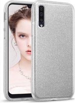 Samsung Galaxy A70S Hoesje Glitters Siliconen TPU Case Zilver - BlingBling Cover