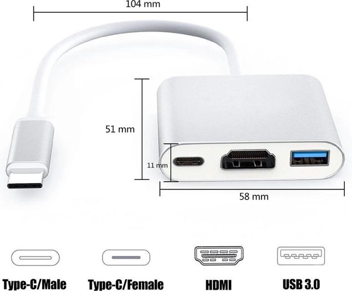 USB 3.1 gen 2 Hub (10Gb) 3 in 1 USBC Hub 1x USB 3.1 gen 2, 1x