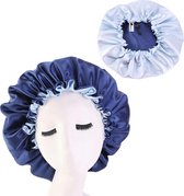 Bonnet van Satijn + Srunchie / Satin bonnet / Satijnen slaapmuts / Haar bonnet van Satijn / Nachtmuts voor krullen - Blauw