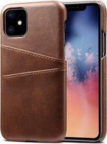 Luxe arrière de luxe pour Apple iPhone 11 | Marron foncé | Porte-cartes en cuir PU