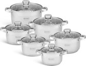Edënbërg Classic Line - RVS Luxe Pannenset 12 delig - Voorzien Van 9-Laags Bodem!