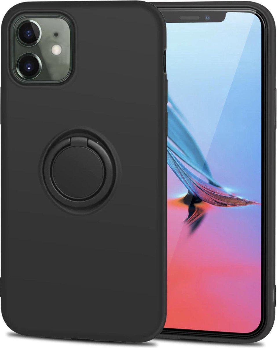 Geschikt voor Apple iPhone 11 Backcover - Zwart - Magnetisch voor autohouder met Kickstand
