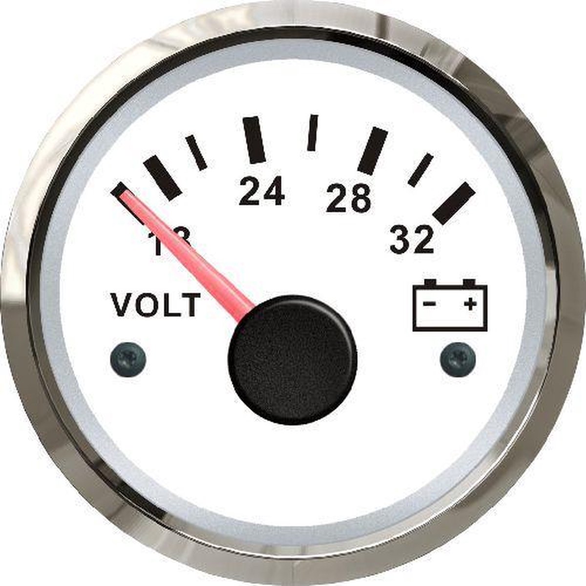 FES Marine voltmeter 24 volt - Wit + RVS ring