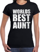Worlds best aunt / tante cadeau t-shirt zwart voor dames 2XL