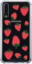 Samsung Galaxy A50 / A50S / A30S Transparant siliconen hoesje aardbeien