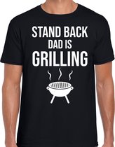 Stand back dad is grilling barbecue / bbq t-shirt zwart voor heren S