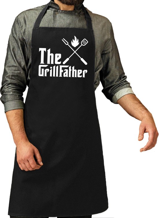 The Grillfather Gift Tablier de barbecue / cuisine noir pour homme - Tablier de barbecue cadeau pour homme - Anniversaire / Fête des pères