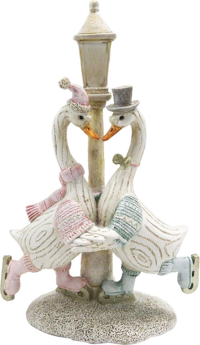 Clayre & Eef Beeld Eend 14x8x21 cm Wit Polyresin Woonaccessoires