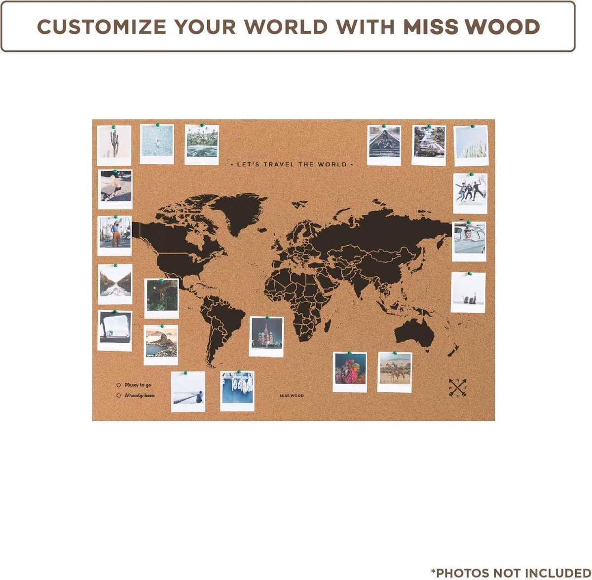 Miss Wood - Woody Map - Carte de la France en liège naturel - Noir - Taille  L