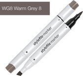 Stylefile Marker Brush - Warm Grey 8 - Hoge kwaliteit twin tip marker met brushpunt