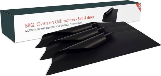 KitchenBrothers BBQ Mat - (Set 3 stuks) - Zwart