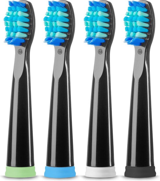 LifeGoods Opzetborstels - Voor Elektrische Tandenborstel - 4 Stuks - Zwart/Blauw  | bol.com