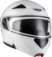 MOTO F20 systeemhelm Flip-Up scooterhelm, motorhelm, Mat wit, XL hoofdomtrek 61-62cm