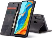 Huawei P30 Lite New Edition/P30 Lite Bookcase hoesje - CaseMe - Effen Zwart - Kunstleer