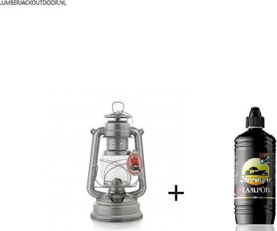 Feuerhand 276 olielamp / Stormlamp / stormlantaarn verzinkt + 1 ltr Farmlight lampolie