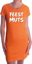 Oranje fun tekst jurkje - Feestmuts - oranje kleding voor dames - Koningsdag / oranje supporter XL