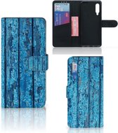 Coque de Protection pour Xiaomi Mi 9 Portefeuille Bois Bleu