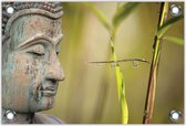 Tuinposter –Hoofd van een Budha– 120x80 Foto op Tuinposter (wanddecoratie voor buiten en binnen)