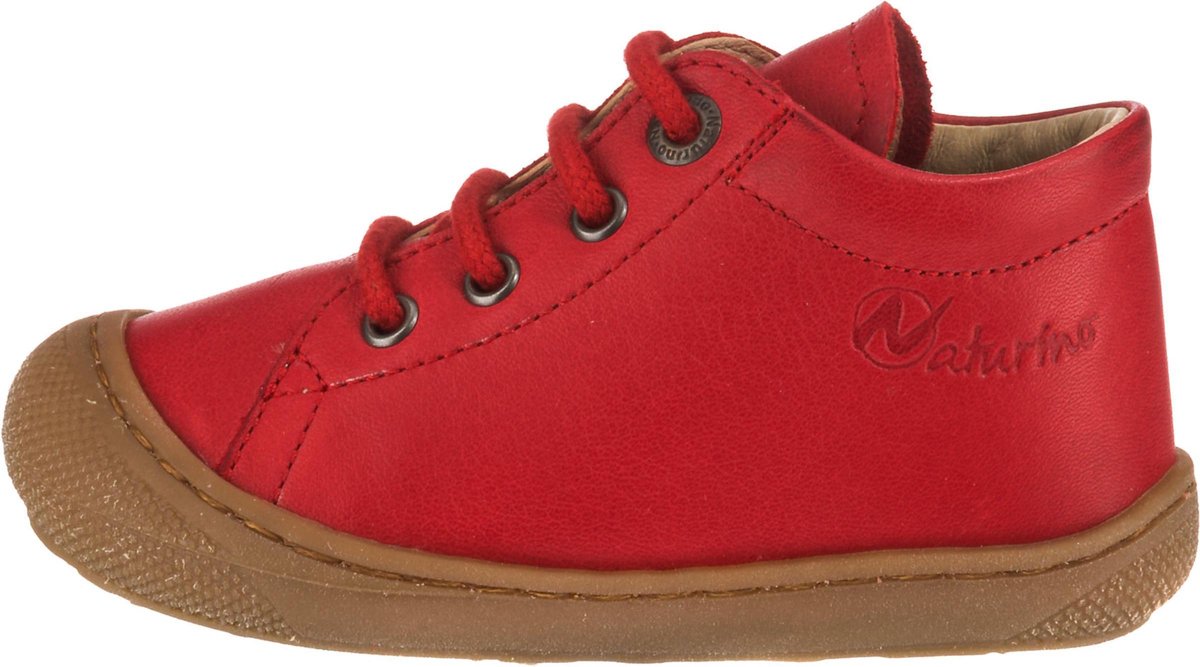 Naturino veters effen lederen sneakers Cocoon rood mt 21