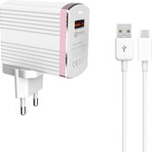 Durata USB-C Snellader DR-1302Q Qualcomm 3.0 Oplader met Type-C-Kabel voor Samsung / Sony / Huawei / Motorola / Oppo / OnePlus / HTC / Xiaomi / Alcatel