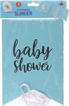 Vlaggenlijn baby shower blauw - Babyshower slinger - 4 het moment! - 4 meter