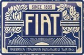 Fiat - Since 1899 Logo Blue. Metalen wandbord in reliëf 20 x 30 cm.