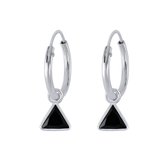 Joy|S - Zilveren driehoek bedel 4 mm oorbellen zwart