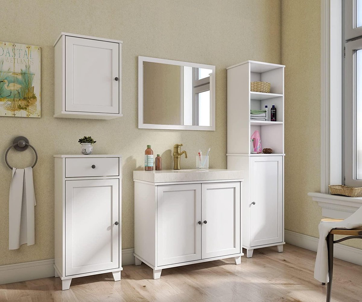 SoBuy FRG202-W Witte Badkamerkast - Van Kasten