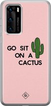 Huawei P40 hoesje siliconen - Go sit on a cactus | Huawei P40 case | Roze | TPU backcover transparant