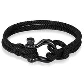 Nautische heren armband Paracord Edelstaal Anker Zwart -21cm