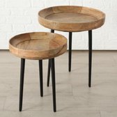 Bijzet tafel- Rond - Salon tafel - 2 set - Mango hout  - Ø 35cm - Ø 47cm - Bruin