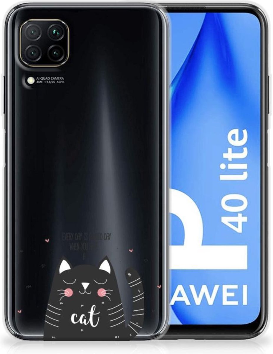 Huawei P40 Lite Telefoonhoesje met Naam Cat Good Day