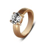 Silventi 943283553 60 Zilveren ring met witte zirkonia - rond - maat 60 - 10mm - Rosekleurig