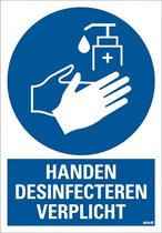 Pickup bord Handen desinfecteren verplicht - Disinfect hands required - Désinfection des mains requise - Hände desinfizieren erforderlich - social distance