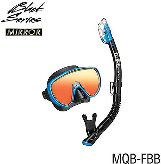 Foto: Tusa serene mirror snorkelset zwart blauw