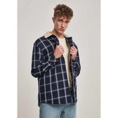 Urban Classics Jacket -2XL- Sherpa Lined Shirt Blauw/Wit