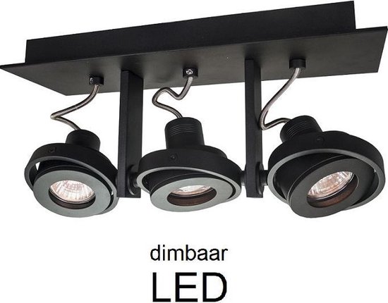 Artdelight - Plafondlamp Meist 3L - Zwart - 3x LED 4,9W 2700K - IP20 - Dimbaar