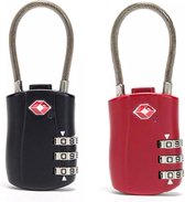 TSA Valise Lock 3 Digits - Travel Lock - Travel Combination Lock - Number Padlock - Padlock - Bagages Locks - Lock for bagages - Noir et rouge - 2 pièces