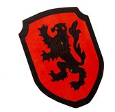 Bouclier de chevalier rouge avec lion noir