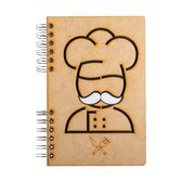 Cahier en bois - Bullet journal - Livre de recettes - A6 - Blanco - Chef
