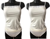 Lydia 2-pack Spaghetti hemdje met kant creme maat S