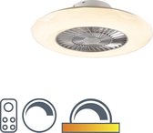QAZQA clima - Dimbare LED Plafondventilator met Verlichting | Lamp en Afstandsbediening - 1 lichts - Ø 59 cm - Wit - Slaapkamer