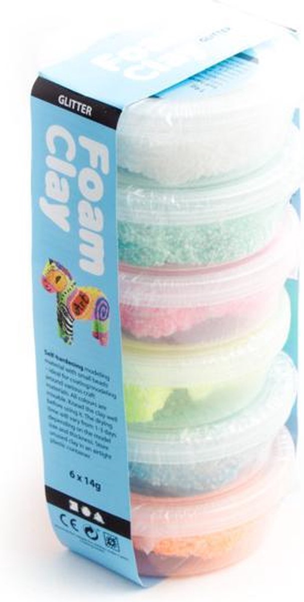 knutselpakket foam clay klei glitter pastel kleuren papiermaché