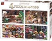 Puzzel 4 x 1000 Stukjes - Huisdieren - King - Met Posters